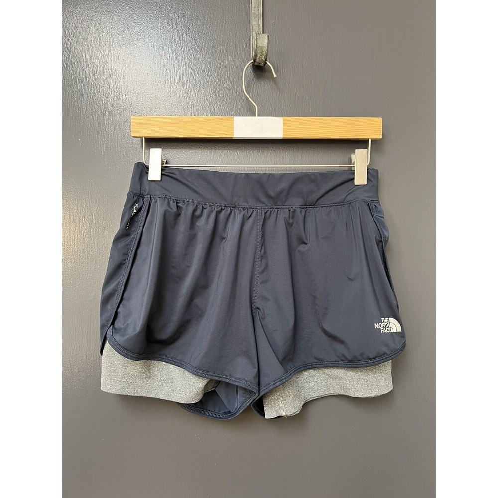 The North Face Shorts Womens Medium Navy Gray Running Lined Outdoors Flash Dry